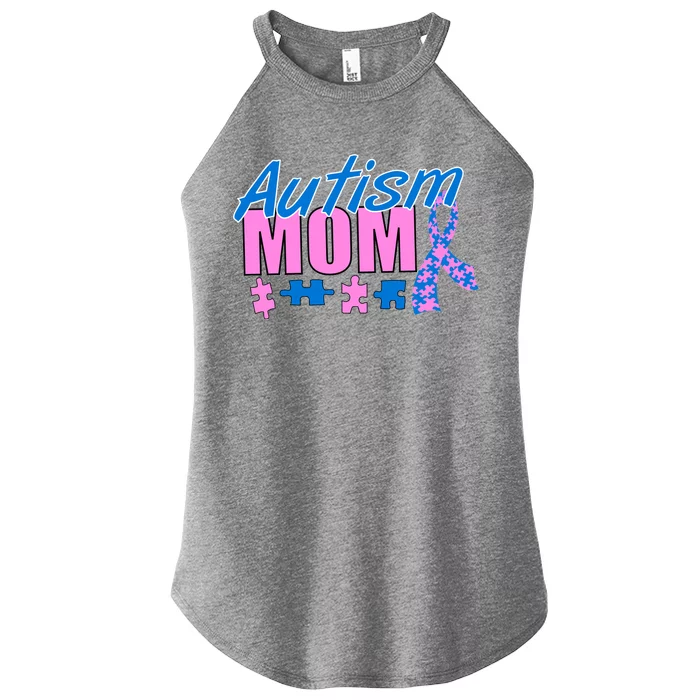 Autism Mom Awareness Ribbon Women’s Perfect Tri Rocker Tank