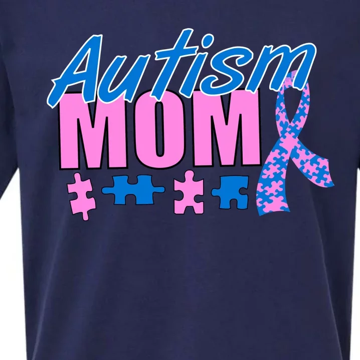 Autism Mom Awareness Ribbon Sueded Cloud Jersey T-Shirt