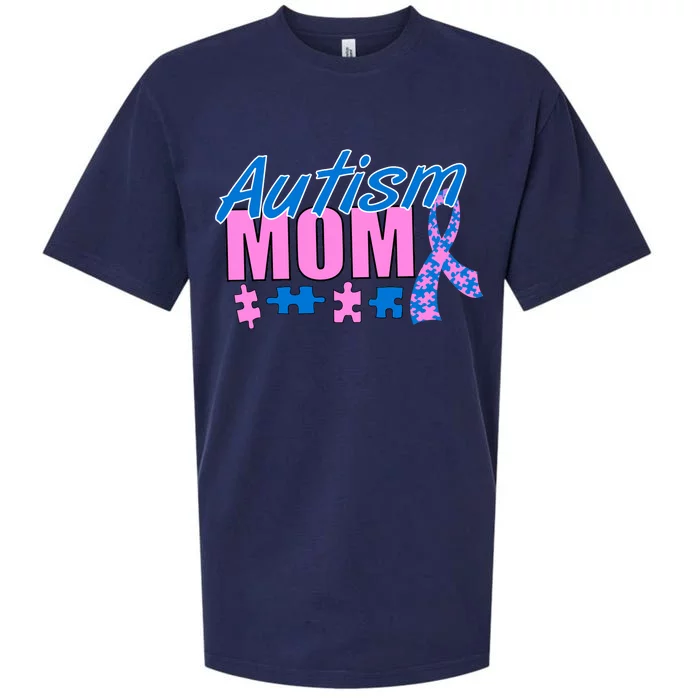 Autism Mom Awareness Ribbon Sueded Cloud Jersey T-Shirt