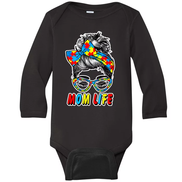 Autism Mom Life Baby Long Sleeve Bodysuit