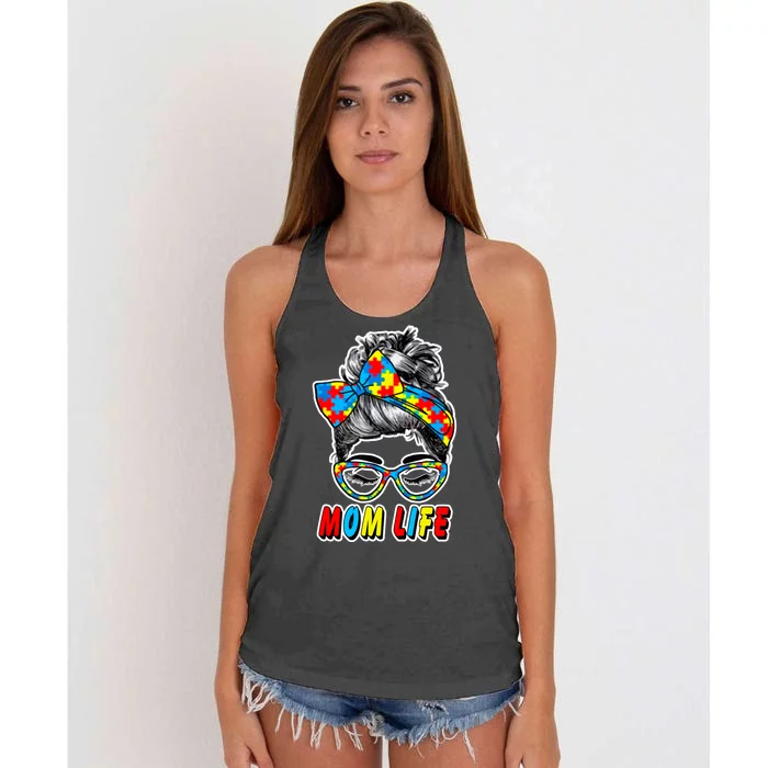 Autism Mom Life Women's Knotted Racerback Tank