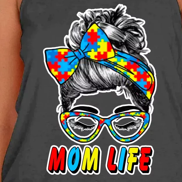 Autism Mom Life Women's Knotted Racerback Tank