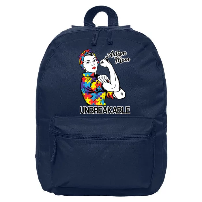 Autism Mom Unbreakable 16 in Basic Backpack