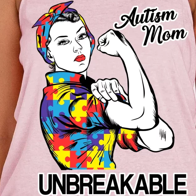 Autism Mom Unbreakable Women's Knotted Racerback Tank