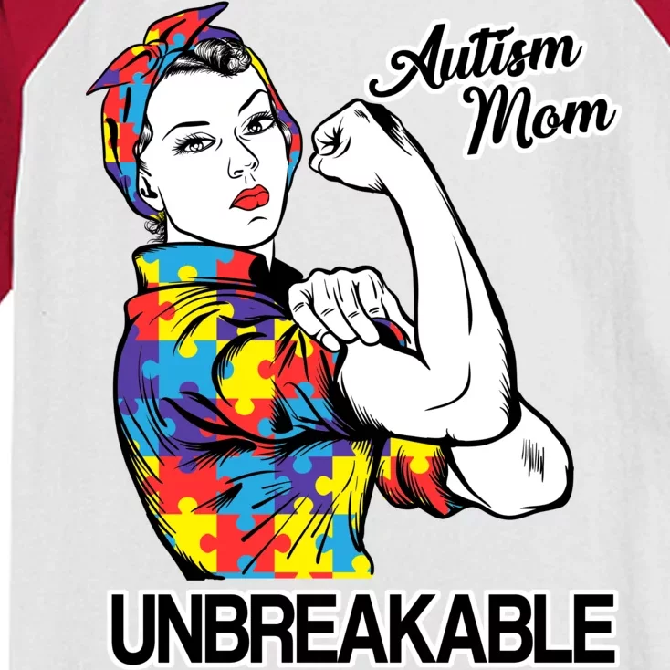 Autism Mom Unbreakable Kids Colorblock Raglan Jersey