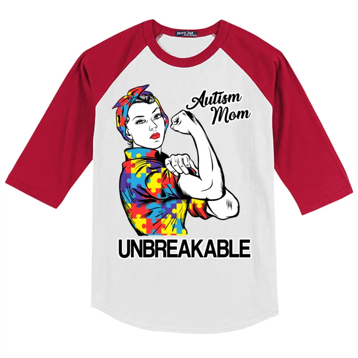 Autism Mom Unbreakable Kids Colorblock Raglan Jersey