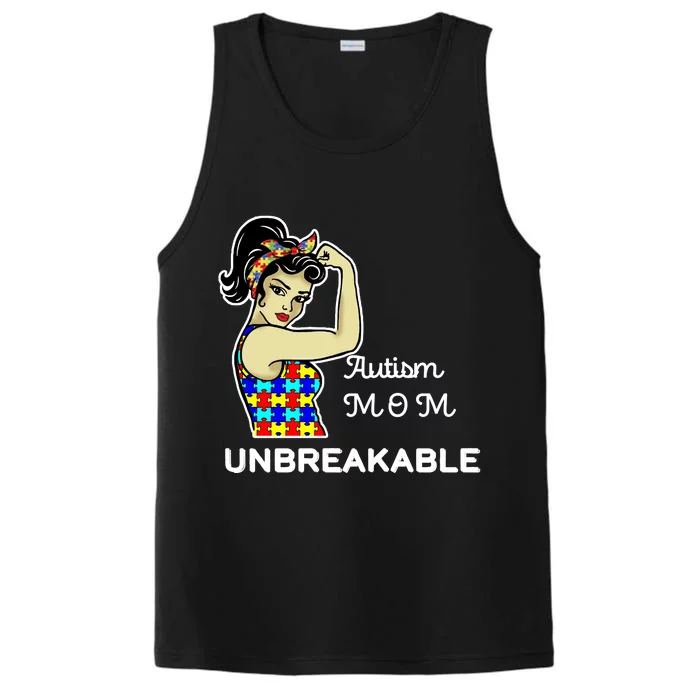 Autism Mom Unbreakable Puzzle Pieces Performance Tank