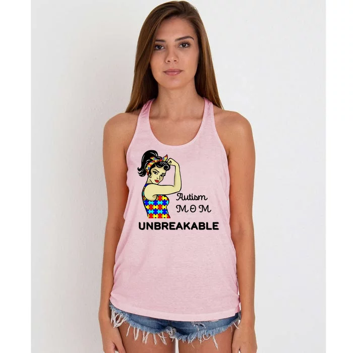 Autism Mom Unbreakable Puzzle Pieces Women's Knotted Racerback Tank