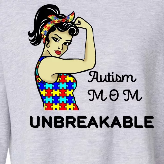 Autism Mom Unbreakable Puzzle Pieces Cropped Pullover Crew