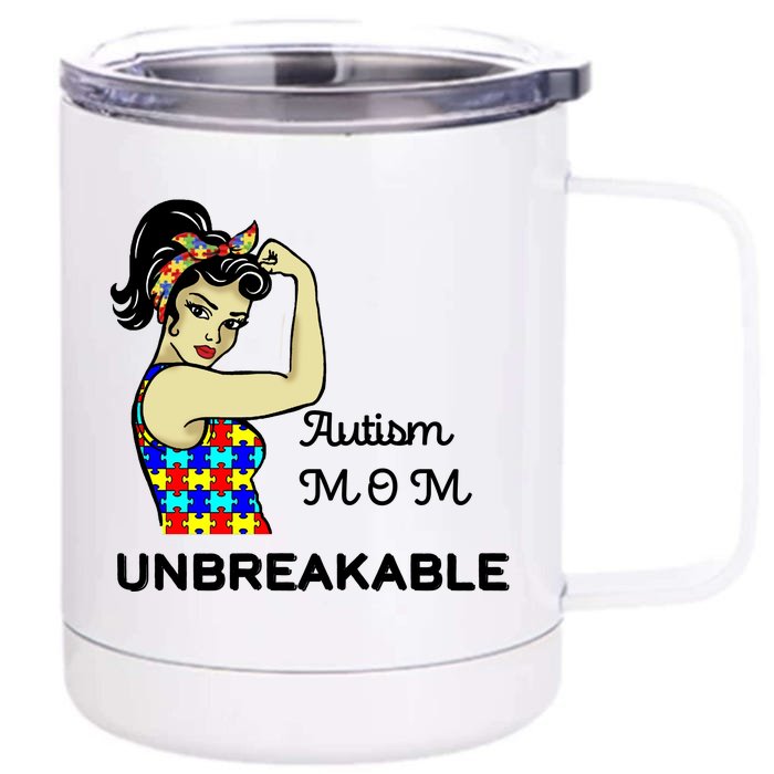 Autism Mom Unbreakable Puzzle Pieces Front & Back 12oz Stainless Steel Tumbler Cup