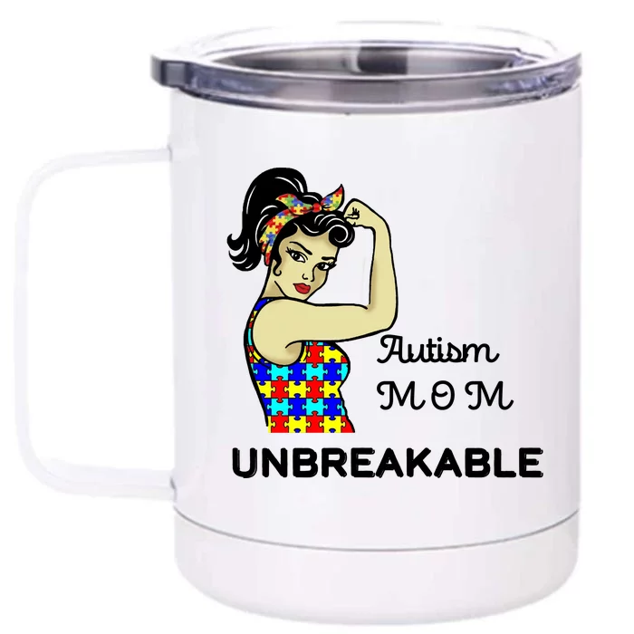 Autism Mom Unbreakable Puzzle Pieces Front & Back 12oz Stainless Steel Tumbler Cup