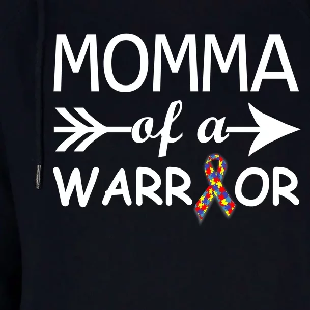 Autism Momma of a Warrior Womens Funnel Neck Pullover Hood