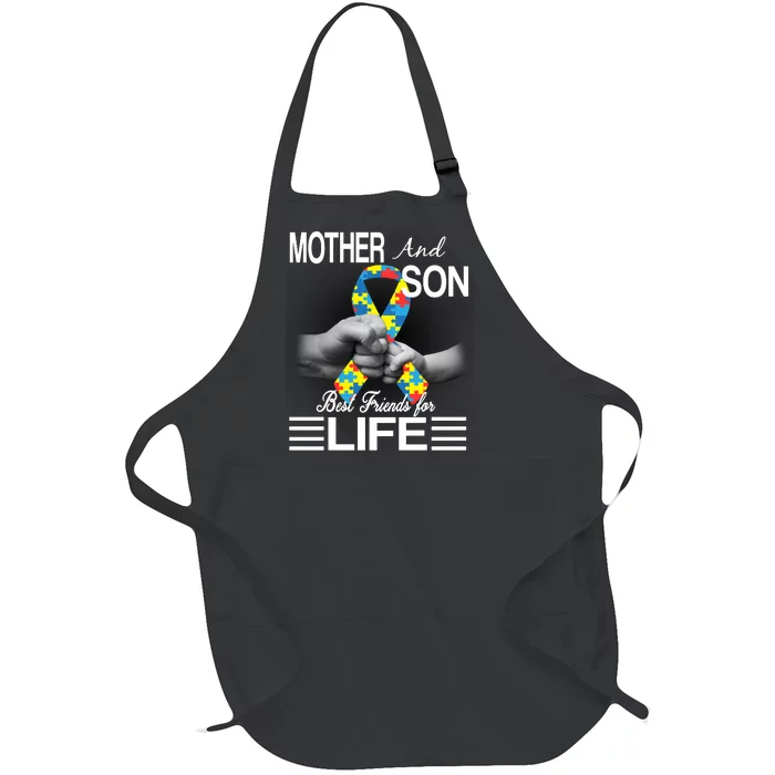 Autism Mother And Son Best Friends For Life Full-Length Apron With Pocket