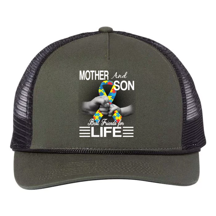 Autism Mother And Son Best Friends For Life Retro Rope Trucker Hat Cap