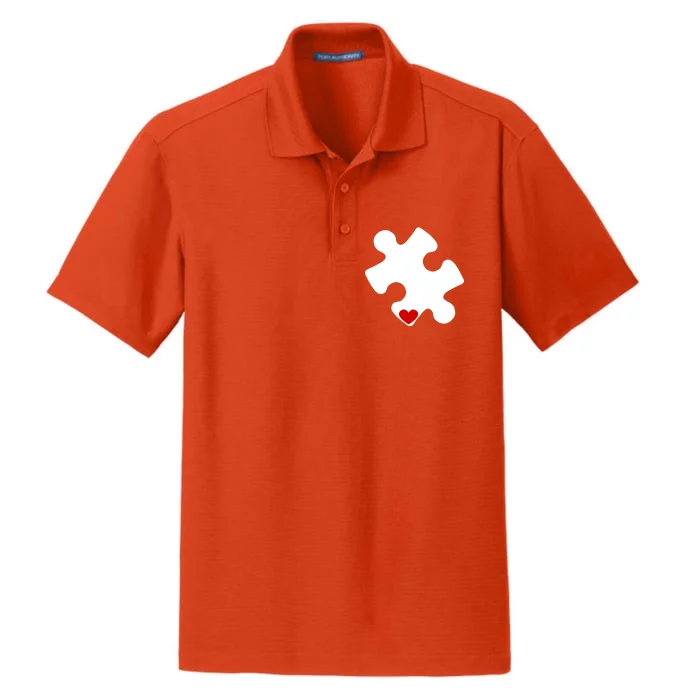 Autism Puzzle Heart Piece Dry Zone Grid Performance Polo