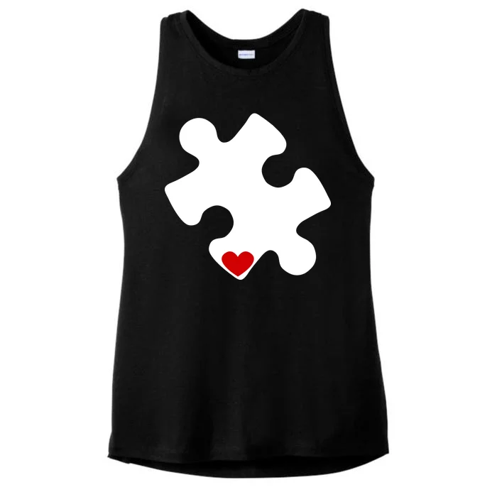 Autism Puzzle Heart Piece Ladies Tri-Blend Wicking Tank