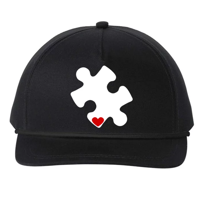 Autism Puzzle Heart Piece Snapback Five-Panel Rope Hat