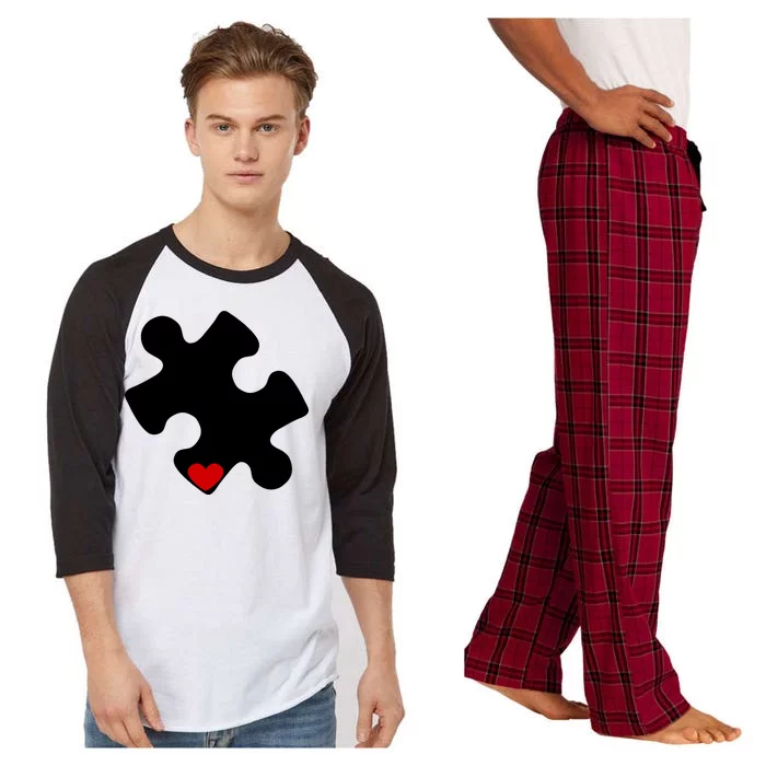 Autism Puzzle Heart Piece Raglan Sleeve Pajama Set