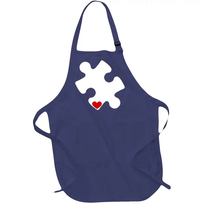 Autism Puzzle Heart Piece Full-Length Apron With Pocket