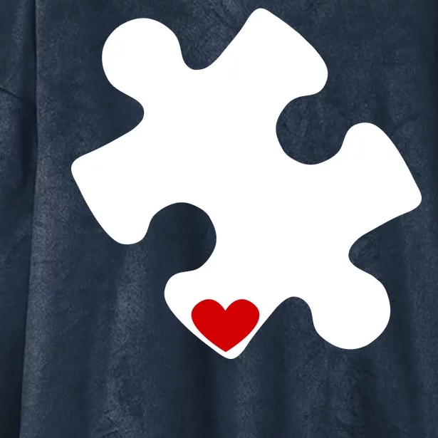 Autism Puzzle Heart Piece Hooded Wearable Blanket