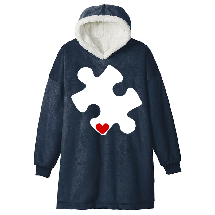 Autism Puzzle Heart Piece Hooded Wearable Blanket