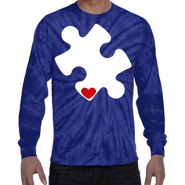 Autism Puzzle Heart Piece Tie-Dye Long Sleeve Shirt