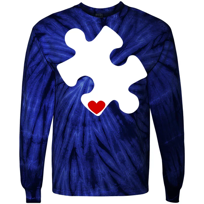 Autism Puzzle Heart Piece Tie-Dye Long Sleeve Shirt