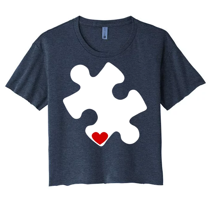 Autism Puzzle Heart Piece Women's Crop Top Tee