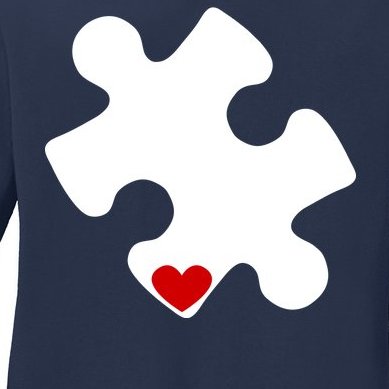 Autism Puzzle Heart Piece Ladies Missy Fit Long Sleeve Shirt