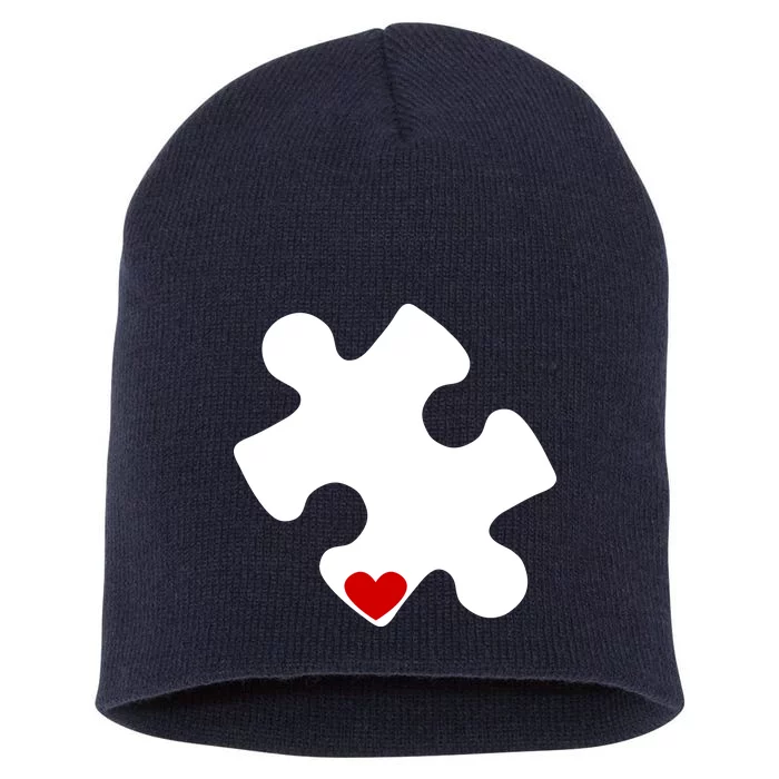 Autism Puzzle Heart Piece Short Acrylic Beanie