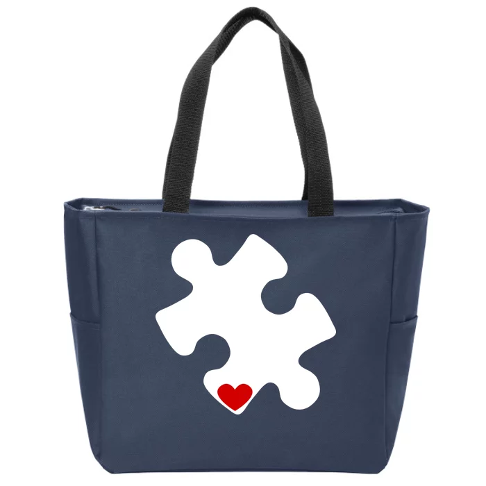 Autism Puzzle Heart Piece Zip Tote Bag