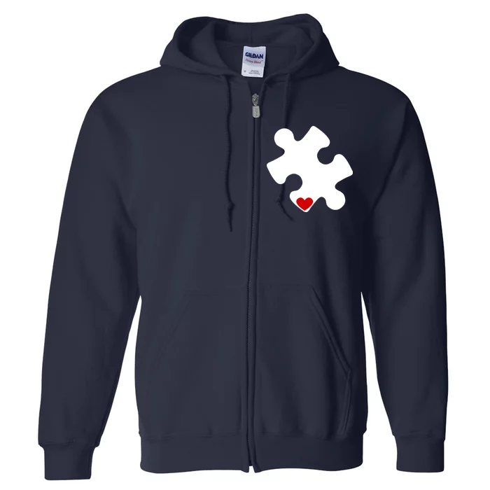 Autism Puzzle Heart Piece Full Zip Hoodie