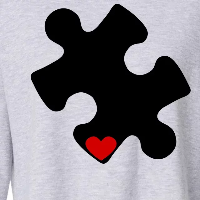 Autism Puzzle Heart Piece Cropped Pullover Crew