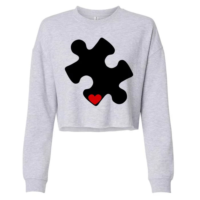 Autism Puzzle Heart Piece Cropped Pullover Crew