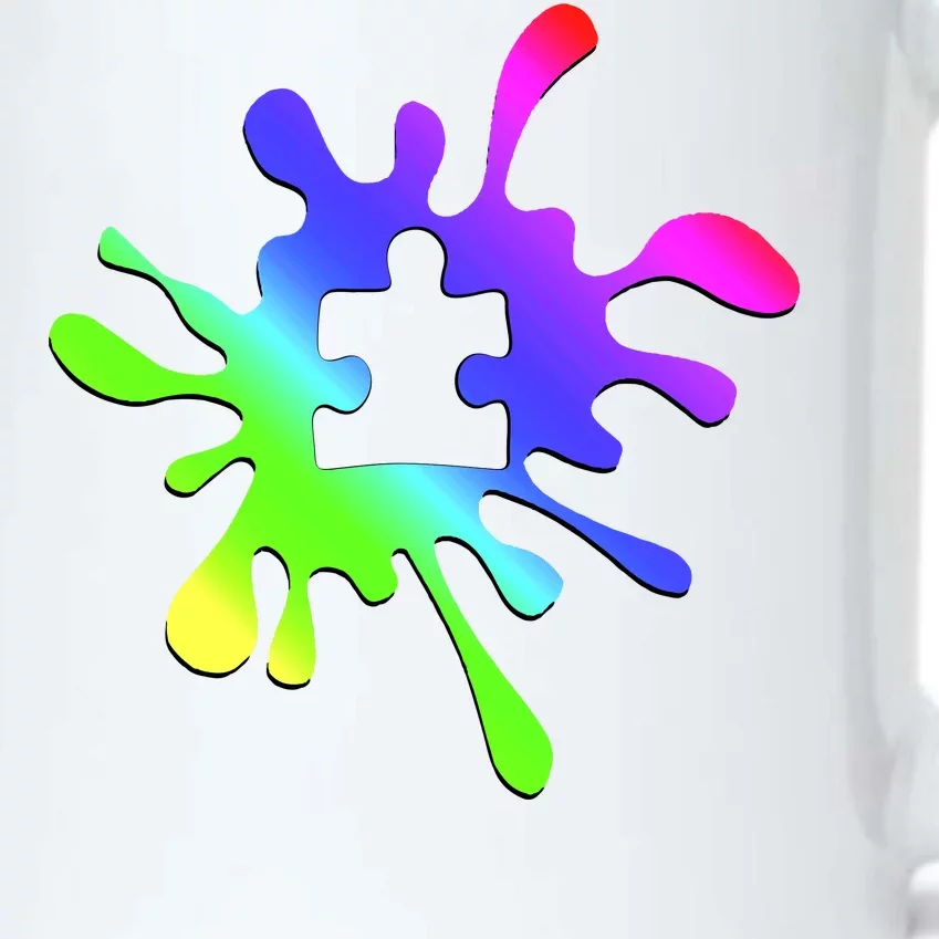 Autism Rainbow Puzzle Splatter Black Color Changing Mug