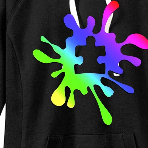 Autism Rainbow Puzzle Splatter Women's Fleece Hoodie