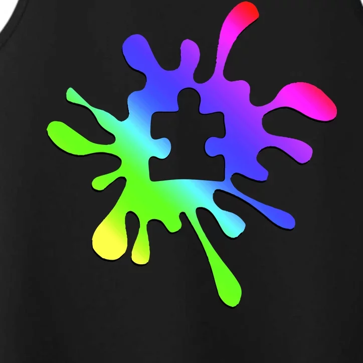 Autism Rainbow Puzzle Splatter Performance Tank