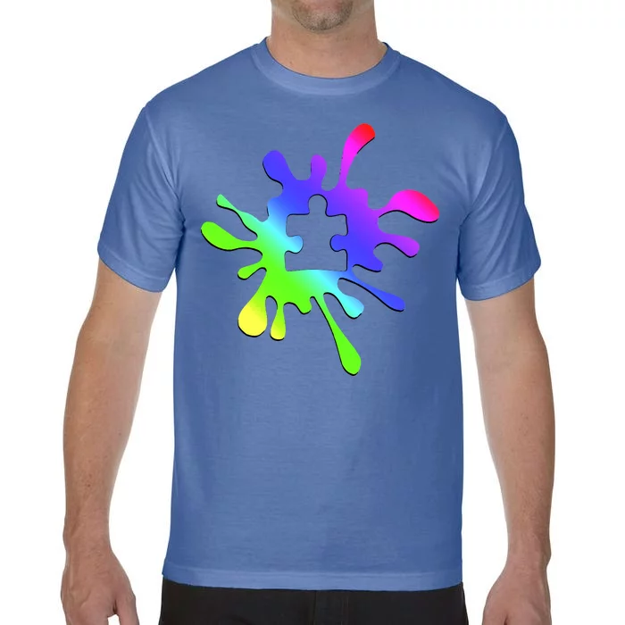 Autism Rainbow Puzzle Splatter Comfort Colors T-Shirt