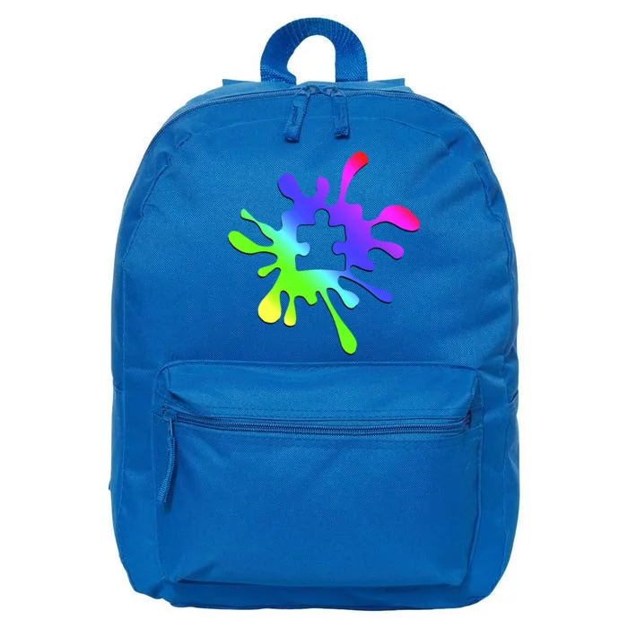 Autism Rainbow Puzzle Splatter 16 in Basic Backpack