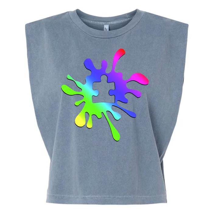 Autism Rainbow Puzzle Splatter Garment-Dyed Women's Muscle Tee