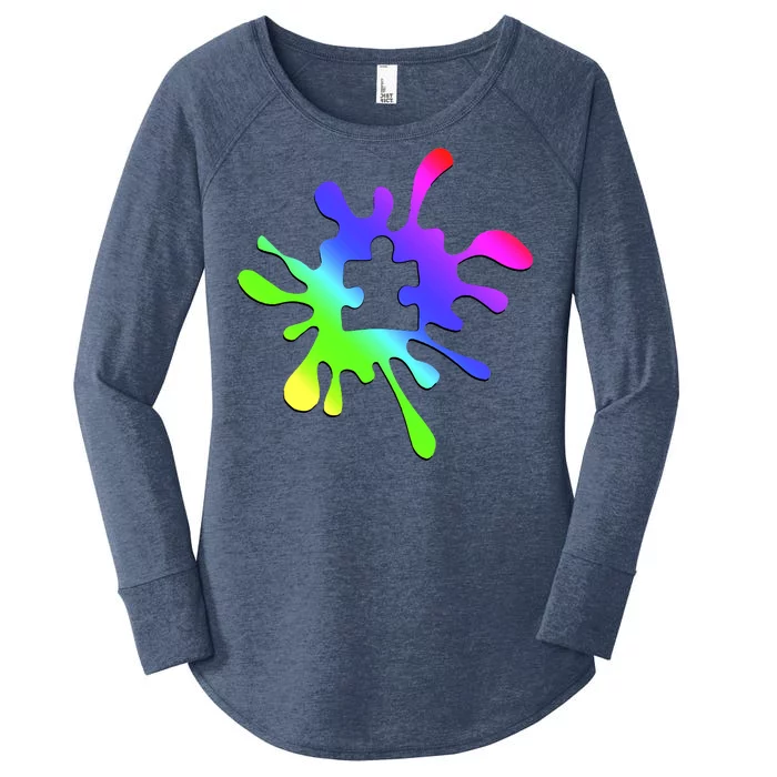 Autism Rainbow Puzzle Splatter Women's Perfect Tri Tunic Long Sleeve Shirt