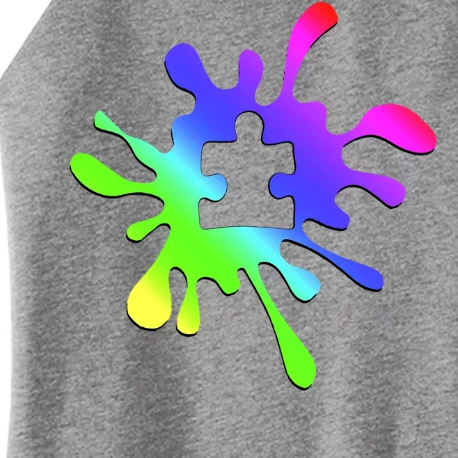 Autism Rainbow Puzzle Splatter Women’s Perfect Tri Rocker Tank