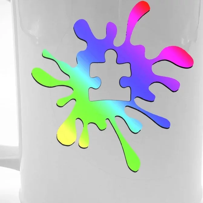 Autism Rainbow Puzzle Splatter Front & Back Beer Stein