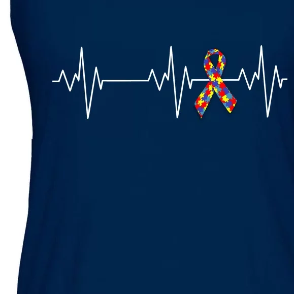 Autism Ribbon Heartbeat Pulse Ladies Essential Flowy Tank