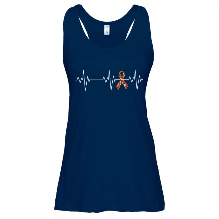 Autism Ribbon Heartbeat Pulse Ladies Essential Flowy Tank