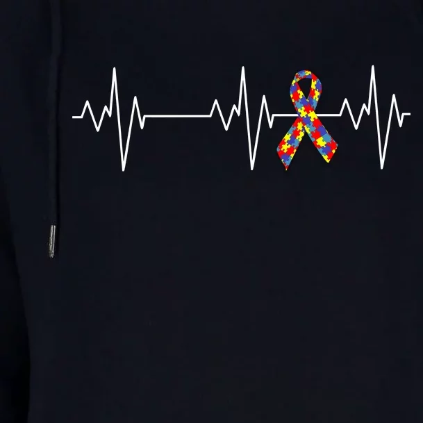 Autism Ribbon Heartbeat Pulse Womens Funnel Neck Pullover Hood