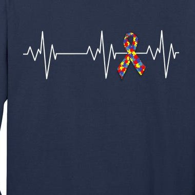 Autism Ribbon Heartbeat Pulse Tall Long Sleeve T-Shirt