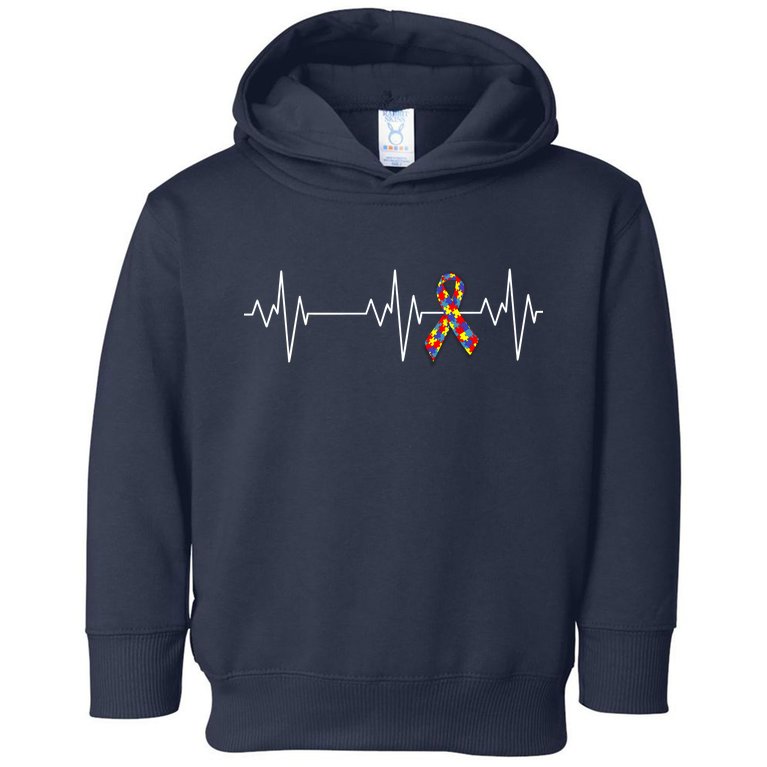 Autism Ribbon Heartbeat Pulse Toddler Hoodie