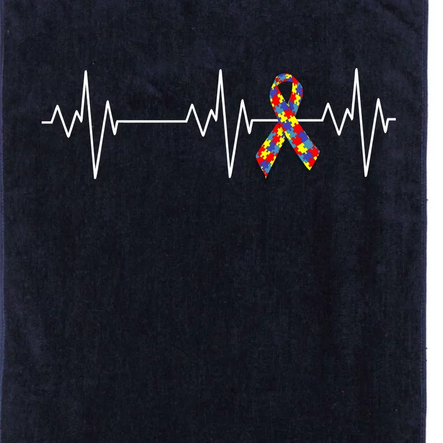 Autism Ribbon Heartbeat Pulse Platinum Collection Golf Towel