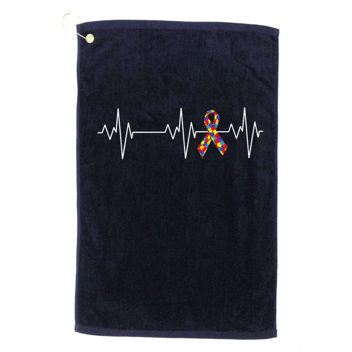 Autism Ribbon Heartbeat Pulse Platinum Collection Golf Towel